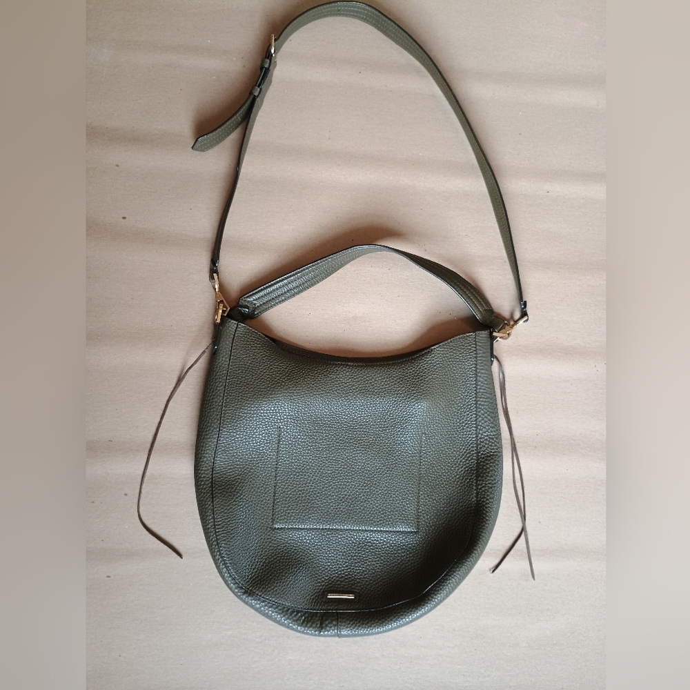 Rebecca Minkoff Greenish Taupe Hobo Tote Crossbody Pebbled Bag Purse